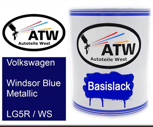 Volkswagen, Windsor Blue Metallic, LG5R / WS: 1L Lackdose, von ATW Autoteile West.